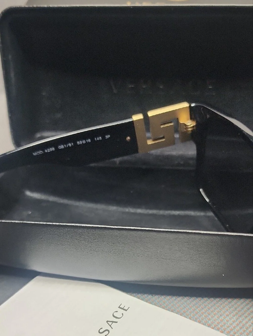 Versace Black Sunglasses with Gold Greek Key Detail